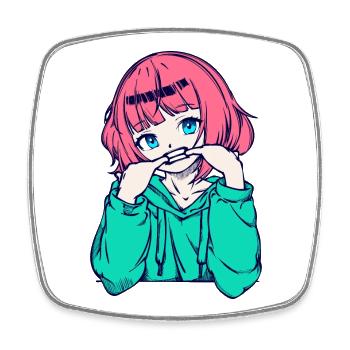 Manga Comic Anime Girl Japanese Cartoon - Square fridge magnet - white - Front