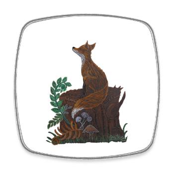 meditativer Fuchs - Viereckiger Kühlschrankmagnet - Weiß - Vorne