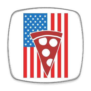 Drapeau de Pizza USA - Magnet carré - blanc - Devant