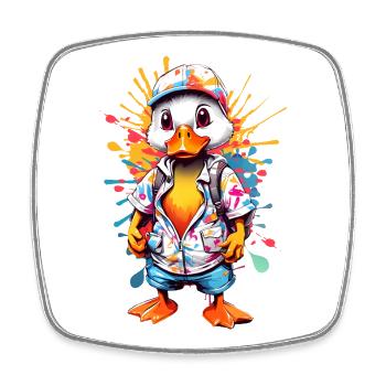 Coole Ente - Viereckiger Kühlschrankmagnet - Weiß - Vorne
