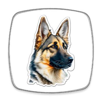 Deutscher Schäferhund - Viereckiger Kühlschrankmagnet - Weiß - Vorne