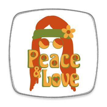 Peace and Love - Square fridge magnet - white - Front