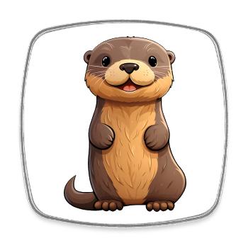 Conception de loutre mignonne | Ambiance estivale | Loutres - Magnet carré - blanc - Devant
