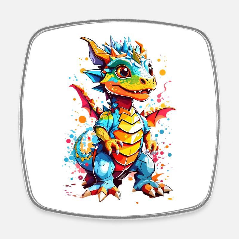 Drachen - Viereckiger Kühlschrankmagnet - Weiß