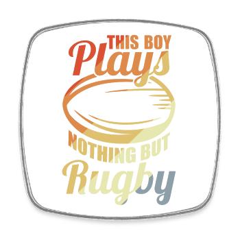 Boy playing rugby - Square fridge magnet - white - Front