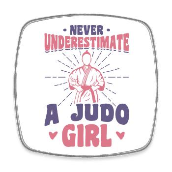 Never underestimate a judo girl - Square fridge magnet - white - Front