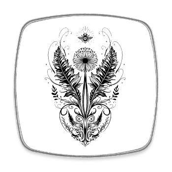 Löwenzahn Biene Herz botanical art - Viereckiger Kühlschrankmagnet - Weiß - Vorne