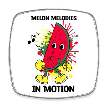 Pfeifende Melone - Viereckiger Kühlschrankmagnet - Weiß - Vorne