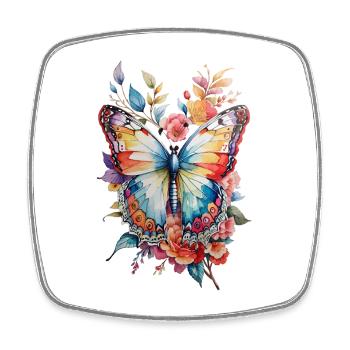 Buntes Schmetterlings-Blumendesign - Viereckiger Kühlschrankmagnet - Weiß - Vorne