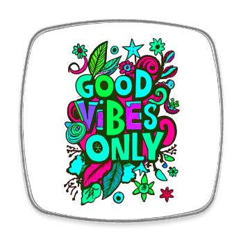 good vibes only - Square fridge magnet - white - Front
