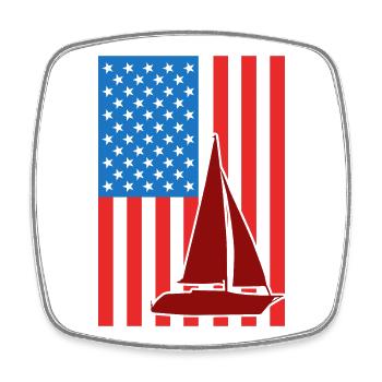 Segeln USA Flagge - Viereckiger Kühlschrankmagnet - Weiß - Vorne