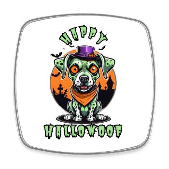 Happy Hallowoof Halloween Dog - Square fridge magnet - white - Front