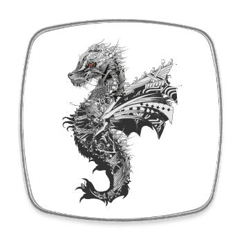 kunstvoll gestalteter mystischer Drache - Viereckiger Kühlschrankmagnet - Weiß - Vorne