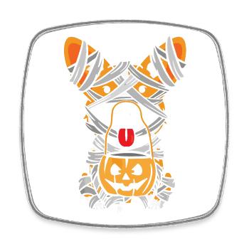 Halloween Dog Wrapped in Bandages - Square fridge magnet - white - Front