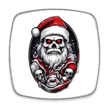 Totenkopf Weihnachtsmann - Viereckiger Kühlschrankmagnet - Weiß - Vorne