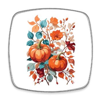 Pumpkin with leaves - Square fridge magnet - white - Front