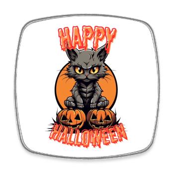 Gruselige Katzen Halloween Illustration - Viereckiger Kühlschrankmagnet - Weiß - Vorne