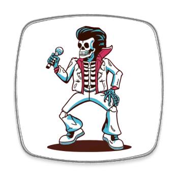 Skeleton Singer on Stage - Square fridge magnet - white - Front