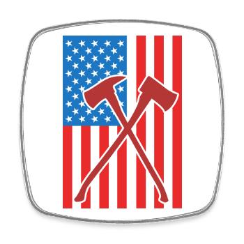 Brandbekämpfung USA Flagge - Viereckiger Kühlschrankmagnet - Weiß - Vorne