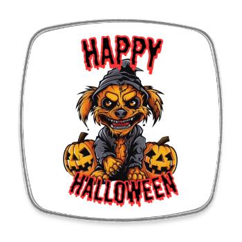 Süßer Halloween-Hund mit Kürbissen - Viereckiger Kühlschrankmagnet - Weiß - Vorne
