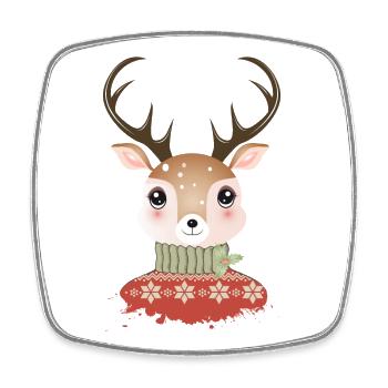cute chic deer with christmas sweater - Square fridge magnet - white - Front