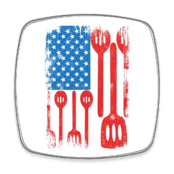 U.S. Patriotic Chef - Square fridge magnet - white - Front