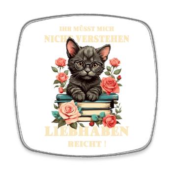 Süße schlaue Katze - Viereckiger Kühlschrankmagnet - Weiß - Vorne
