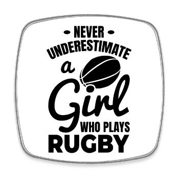 Joueur de rugby - Magnet carré - blanc - Devant