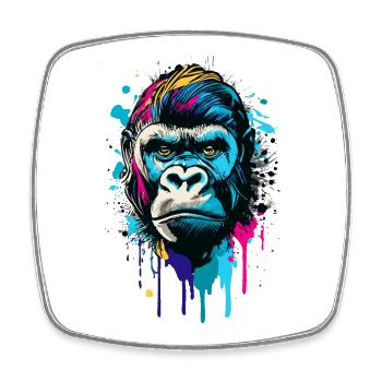 Gorilla Colorful - Colorful Gorilla Monkey Gorillas - Square fridge magnet - white - Front
