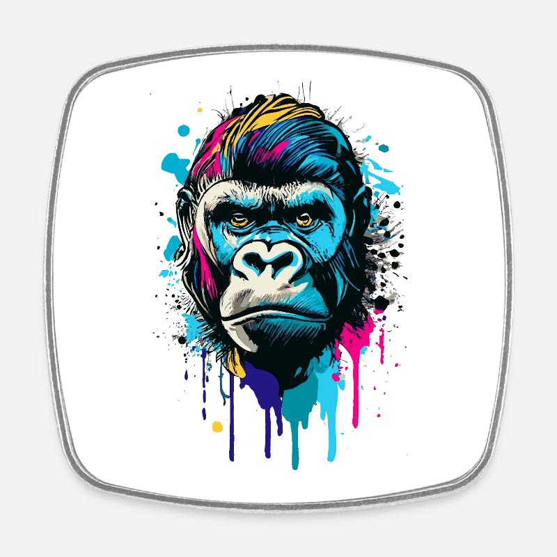 Gorilla Colorful - Gorille Singe Gorille Coloré Gorilles - Magnet carré - blanc