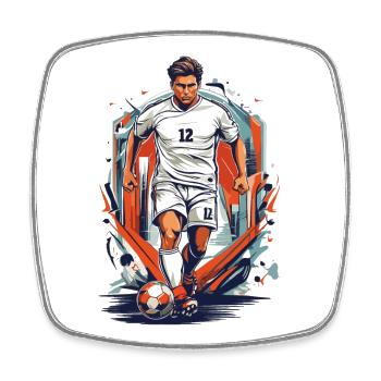Football match number 12 - Square fridge magnet - white - Front