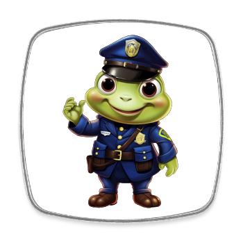 Grenouille de la police - Magnet carré - blanc - Devant