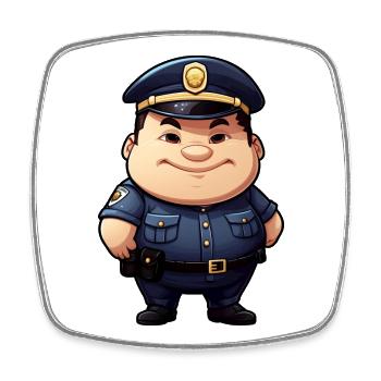 fat policeman - Square fridge magnet - white - Front