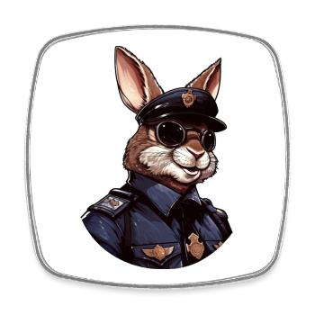 Hasen Polizei - Viereckiger Kühlschrankmagnet - Weiß - Vorne