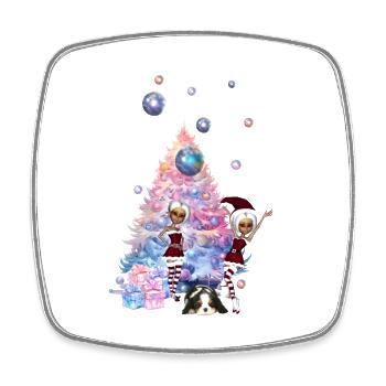 Des lutins mignons célèbrent la saison de Noël - Magnet carré - blanc - Devant