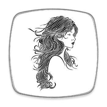 Black Haired Girl - Square fridge magnet - white - Front