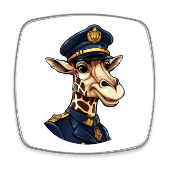 Giraffe Policewoman - Square fridge magnet - white - Front
