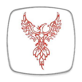 Rotes Phönix-Symbol - Viereckiger Kühlschrankmagnet - Weiß - Vorne