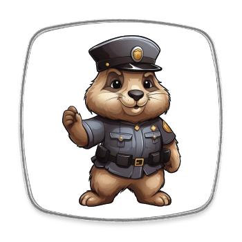 Marmotte Policier - Magnet carré - blanc - Devant