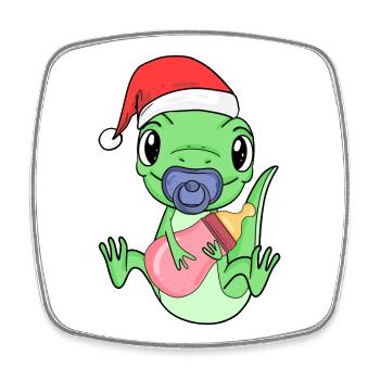 Lézard Bébé Noël - Magnet carré - blanc - Devant