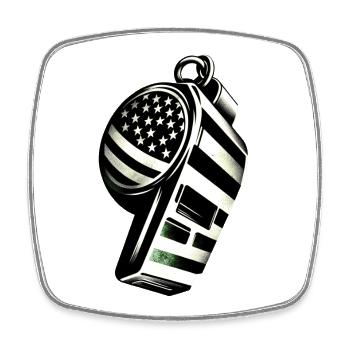 Number 9 | Pfeife American Football USA Flag - Viereckiger Kühlschrankmagnet - Weiß - Vorne