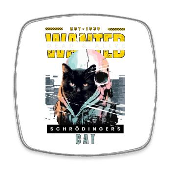 Schrödingers Cat - Wanted Dead and Alive - Viereckiger Kühlschrankmagnet - Weiß - Vorne