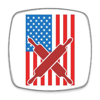 4. Juli USA Backen - Viereckiger Kühlschrankmagnet - Weiß - Vorne