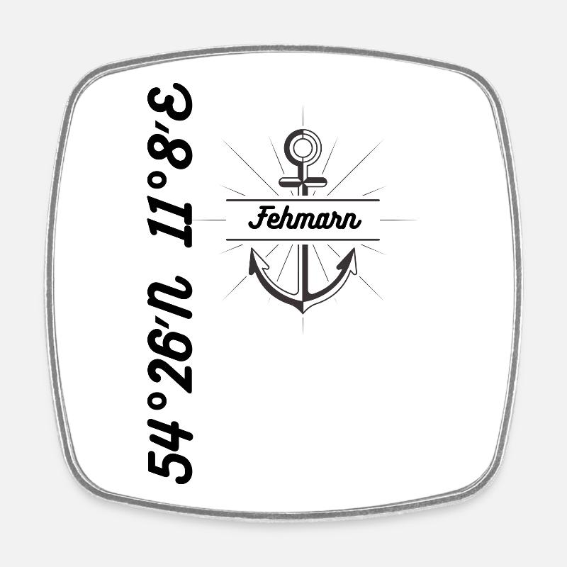Koordinaten Design Fehmarn - Viereckiger Kühlschrankmagnet - Weiß