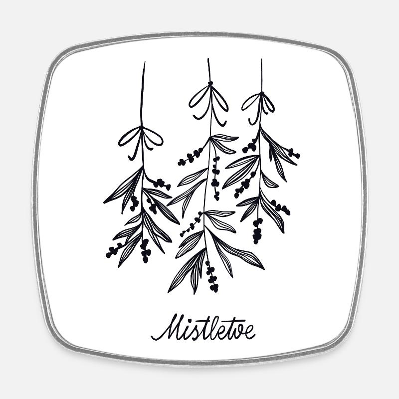 Mistletoe - Square fridge magnet - white
