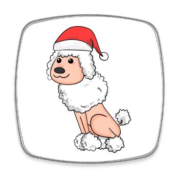 Pudel Hund Tier Weihnachten - Viereckiger Kühlschrankmagnet - Weiß - Vorne