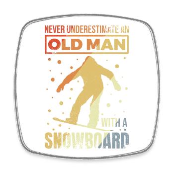 Snowboard Großvater - Viereckiger Kühlschrankmagnet - Weiß - Vorne