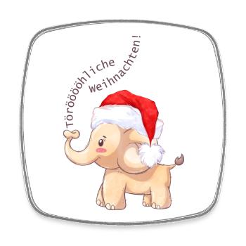 Fröhlicher Elefant zu Weihnachten - Viereckiger Kühlschrankmagnet - Weiß - Vorne