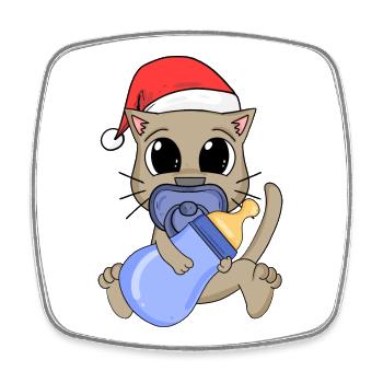 Cat Baby Christmas - Square fridge magnet - white - Front