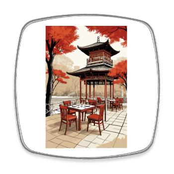 Café asiatique - Magnet carré - blanc - Devant